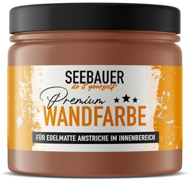 SEEBAUER diy Wandfarbe Braun 300ML für Innen (No. 603 Chestnut Tree) Edelmatte braune Innenfarbe - Brauntöne sehr hohe Deckkraft - Matt, Abwaschbar und Tropffrei