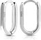 LUTER S925 Sterling Silber Creolen, 2 Stück Kleine Ovale Creolen für Frauen U-förmige S925 Minimalistische s925 Sterling Silber Dangle Hoop Leicht und Bequem (Silbrig)