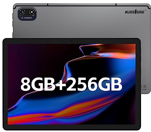 kinstone Gaming Tablet, 10 Inch Octa-Core CPU 8GB RAM 256GB ROM, WLAN (2.4G + 5G) Tablet Children, IPS 1920 x 1200 FHD Display, OTG, 5MP + 13MP Camera for Children to Learn and Play