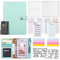 A6 Budget Binder with Calculator Budget Planner German Leather Budget Binder Money Organiser with 12 Cash Envelopes and Budget Sheets (Makrone blau)