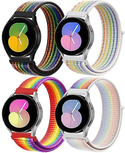 Cinturino Nylon per Samsung Galaxy Watch 7/6/5/4/FE 40mm 44mm/Watch 3 41mm/per Amazfit Gts 2 Mini/2/Gtr 4/Bip U Pro/Bip 3 Pro,20mm Cinturini 4PCS Sport per Smartwatch 6 Classic 47mm 43mm/5 Pro 45mm