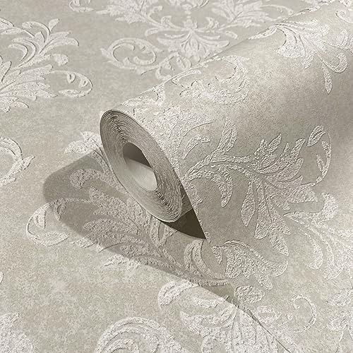 marburg Tapete Beige Weiß Barock Muster Ornamente Ornamental Klassisch für Wohnzimmer Schlafzimmer oder Küche 100% Made in Germany 10,05 x 0,53m