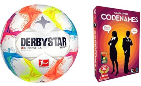 Derbystar Unisex - Erwachsene, Ball, Multicolor, 5 & Asmodee Codenames, Spiel des Jahres 2016, Familienspiel, Ratespiel, Deutsch