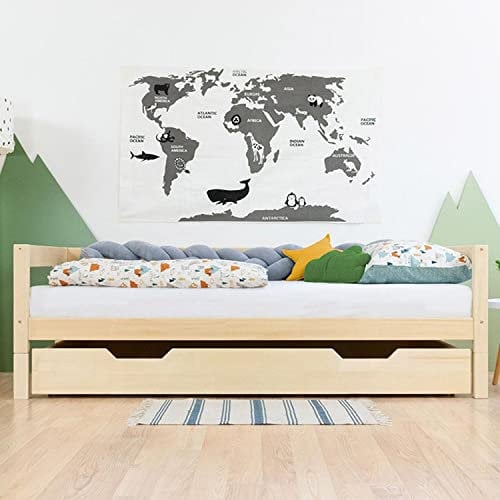 Benlemi Schublade Beistellbett Buddy - auf Rollen - Naturholzfarbe - für Bett 120 x 190 cm