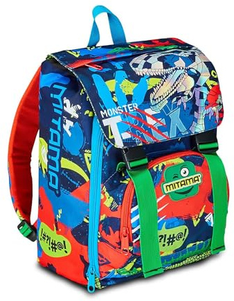 Mitama Erweiterbarer Schulrucksack, Kinderrucksack 1-4. Klasse, Schulranzen mit Trinkflaschenfach, 6-10 Jahre, Geschenk Jungen, Mädchen, mehrfarbig
