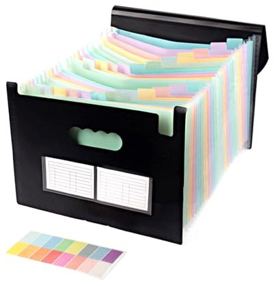 Gsrhzd Sammelmappe A4, Ordner Organizer, 33 * 24cm Wasserdicht Staubdicht Dokumentenmappe A4 mit 25 Fächer, Etiketten, Elastischer Kordelverschluss, Ausziehbare Fächermappe A4 für Hause Büro Schule