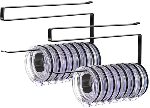 Paquete de 2 organizadores de tapa de vaso, gancho horizontal para almacenamiento de tapa de vaso de hasta 20 tapas, soportes para tapas de taza que ahorran espacio debajo del gabinete, gancho para
