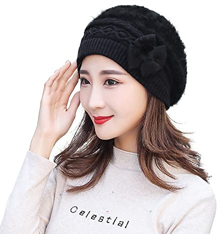 Coubeau Damen Winter Baskenmütze - Französische Damen Baskenmütze Chic Winter Mütze Klassische Hüte Baskenmütze
