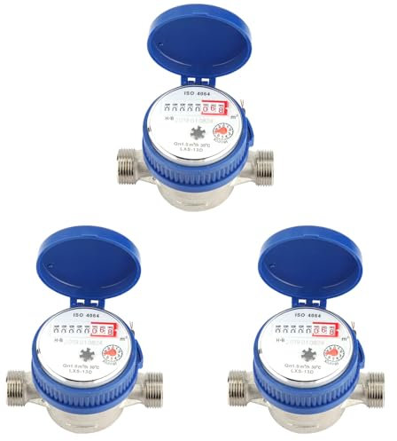 3er-Set Mechanischer Wasserzähler für 1,5 M3/h, 0–40 ℃, 15 Mm Messgerät mit Klarer Zifferblattablesung und Drehfunktion für den Heim- und Gartengebrauch
