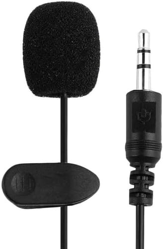 AYMBH Professional Clip-On Lapel Omnidirectional Microphone 3.5mm Jack Condenser Mic with Noise Reduction for Phone PC Laptop DSLR Clear Sound Recording Podcast Interviews Video Conference, Vlogging