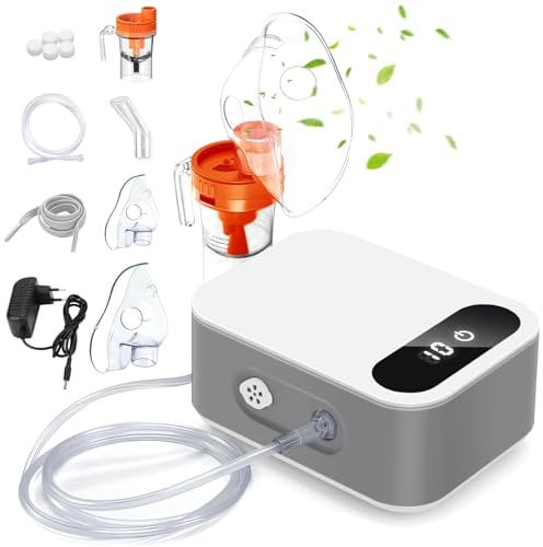 Inhalationsgerät Für Erwachsene und Kinder, MJKOPEE Inhalator Vernebler Mit Led-Digitalanzeige, Inhaliergeräte Atemwegserkrankungen Wirksam, Elektrische Inhalatoren Set Mit Maske