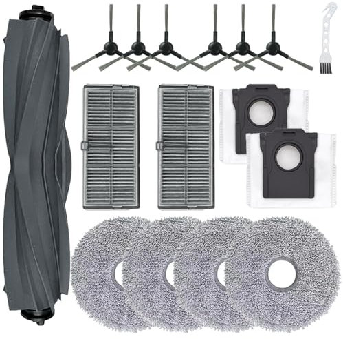 Kit d'accessoires 16 pièces pour aspirateur Dreame Mova E30 Ultra, 1 brosse principale, 6 brosses latérales, 2 filtres, 4 serpillères, 2 sacs à poussière, 1 brosse de nettoyage
