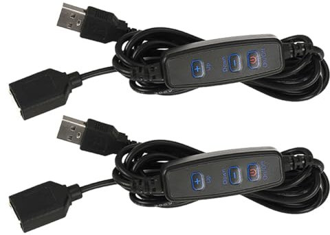 Ieron 2PCS Dimmer Switch for USB Light Strip 10-Position Dimmer Controller DC 5V USB Extension Cords -2m