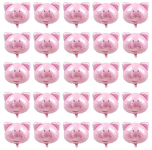 CHROMACRAFT 25 Stück Rosa Schweine-Luftballons, Cartoon-Tier-Luftballons, Kindergeburtstags-Dekorationsballons, Süße Rosa Schweine-Luftballons, Jungen- Und Mädchen-Party-Dekorationsballons