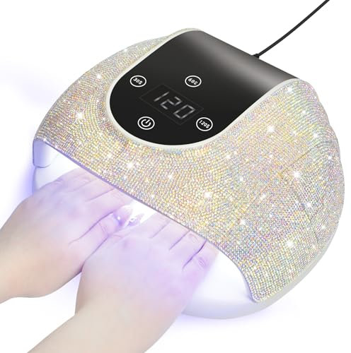 CGBE Lampada UV Led Unghie: 268W Lampada per Unghie Professionale con Sensore Automatico - 3 Timer 30s/60s/120s - 66 Perline UV+LED - Base Staccabile - Asciuga Unghie con Strass Adatta per Salone Casa