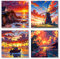 MOGTAA 4 Pack Peinture Numero Adulte avec Cadre, Paysage Peinture par Numero Adulte, DIY Paysage Numéro d'Art Kits, Loisirs Créatifs Adultes, pour décoration d'intérieur, 20x20cm