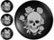 XIAOYU 4 Pack Halloween Skeleton Stainless Steel Dinner Plates, Skull Gothic Round Metal Plates, Unique Skull/Flower Pattern Design, Metal Dinner Dishes for Dinner, Party, Camping, Dishwasher Safe