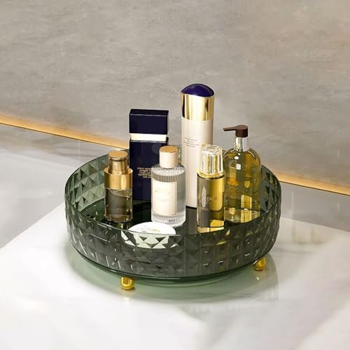 Lazy Susan Turntable, Rotating Storage Organizer, Rotating Spice Rack, Fridge Pefuseme Storage Organiser for Kitchen, Countertop Dining Table Cupboard, Pantry Cabinet (23cm Dark Green)