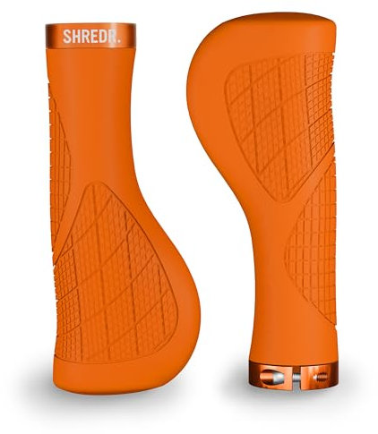 SHREDR. Anatomic Flow | Fahrrad Griffe | Lamellen-Griff | schraubbar Mountainbike-Griffe (orange)