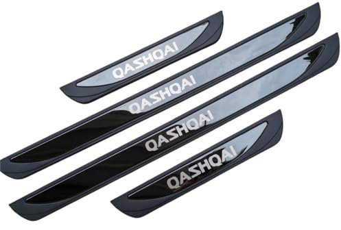 YINTMI 4 Pcs Car Door Sill Protector for QASHQAI 2016-2022, Stainless Steel Kick Plates Welcome Pedal, Non-Slip Auto Styling Decoration Accessory (Black)