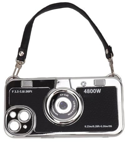 Haofy Stylish 3D Vintage Camera Phone Case for, Black, Compatible with 12, TPU Cute with Hand Strap (#3)