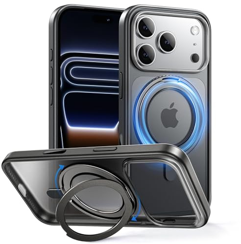 MAGIC JOHN für iPhone 17 Pro Hülle [Kompatibel mit Magnetic] mit 360° Magnetständer Handyhülle Case Fallschutz mit Stoßdämpfung, Kratzfest, Stoßfest, Schwarz