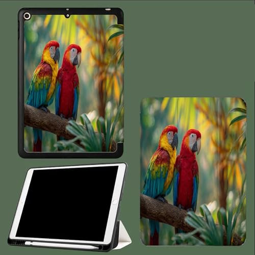 Hülle für iPad 10 Generation 10.9 Zoll 2022/ für iPad 11. Generation 2025 11'', Dreifach Gefaltet PU Leder Schutzhülle mit Auto Schlafen/Wachen,Tiere Papageien