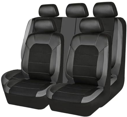 SXXTS Auto Sitzbezüge für Mercedes Benz C Class W204 2011 Saloon 2007-2014, Auto-Schonbezug Leder Atmungsaktiv Sitzbezug Komplett-Set Autositzbezüge,Grey