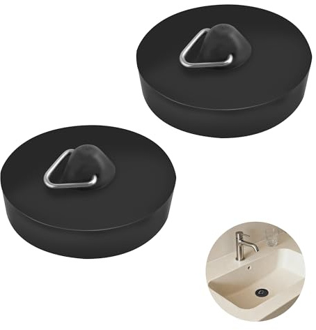 SZWLJ 2 Piezas de 4,5 cm tapon Fregadero Cocina Negro | Para desagües de Fregadero, Evita pérdidas de Agua y olores, Adecuado para baño y Cocina