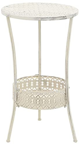 CongVVFV Bistrotisch Vintage-Stil Rund Metall 40 x 70 cm Weiß mit Ablage und einfacher Montage für gemütliches Abendessen zu zweit