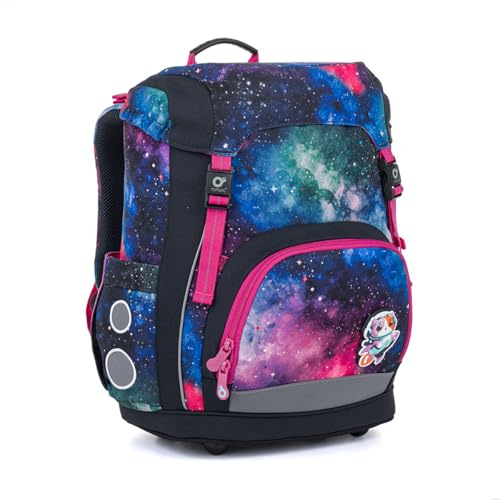 TOPGAL KIRA – Schulranzen für Mädchen ab 1. Klasse, mit Fidlock-Verschluss, Schultasche mit reflektierende Elemente, 23 L Schulrucksack mit Brustgurt & Rückenpolsterung (Weltraum & Abenteuer)