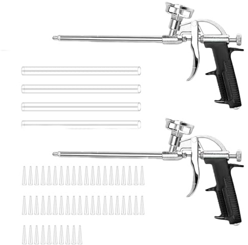 3 Stück PU Schaumpistole: PRITOK Pistolenschaum, Bauschaum Pistole aus Metall, Profi-Dosierpistole mit Ergonomischem Kunststoffgriff für Heimwerker und Profi zum Abdichten Füllen Abdichten