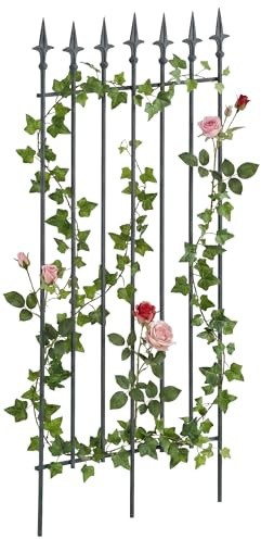 CLP Rankgitter Metall 100x50 cm Elisa, Kletterhilfe stabil für Rosen und Efeu, Pflanzgitter im Jugendstil, Rankhilfe für Garten, Farbe:anthrazit