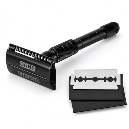 Game Shaver Joystick Rasierhobel aus Metall | Anti-Hairliasing für glatte Rasur, Butterfly-Öffnung, 94g schwerer Griff, inkl. 5 Klingen, plastikfrei & günstig nachfüllbar
