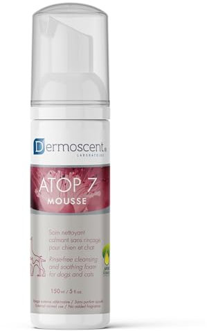 Trockenshampoo für Hunde und Katzen | Beruhigender Reinigungsschaum bei Juckreiz und Hautirritationen | Feuchtigkeitsspendende Pflege mit Omega 3 & 6 | ATOP 7 Mousse von Dermoscent