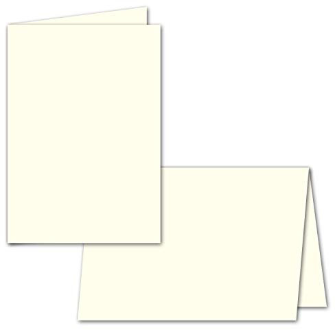 Lot de 50 Feuilles de Papier cartonné Pliables pour Cartes Doubles Format A5 – Blanc Naturel – 297 x 210 mm (210 x 148 mm plié) – pour Impression avec Encre et Laser – Papier Mat