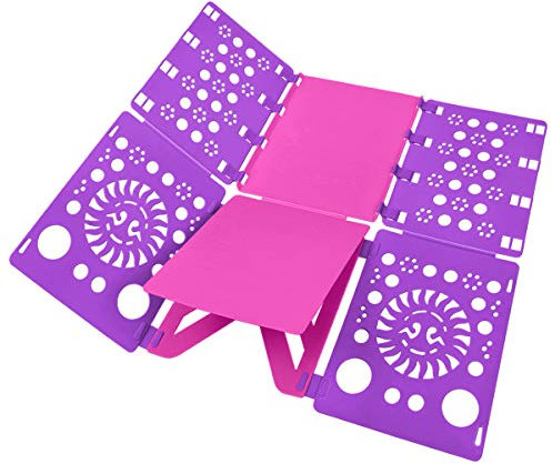 BoxLegend Planche pliante pour vêtements, chemises, lavage, adultes, planche pliante, vêtements, t-shirt, planche pliante, cire, planche pliante, réglable, pli de chemise (rose et violet)
