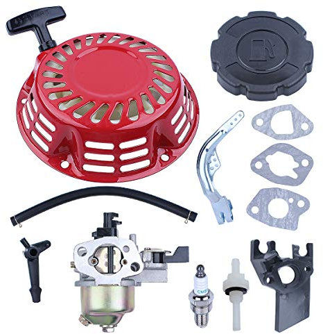 Adefol Carburateur Démarreur à recul pour Honda GX160 GX200 5.5hp 6.5hp Moteur Pièces de Rechange avec Tuyau de Carburant Bougie d'allumage Levier du Bras du régulateur Kit