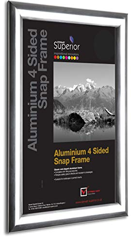 SECO Stewart Superior A1 Aluminium 4 Sided 25mm Front Loading Picture/Poster Snap Frame - Polished Silver Finish