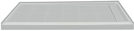 Transolid FL6034R-39 Linear 60-in W x 34-in L Rectangular Alcove Concealed End Drain Shower Base with Right Hand Drain, Grey