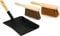 SI © Black Hooded Metal Dust Pan and Soft & Stiff Brush Dustpan ash pan Special Set
