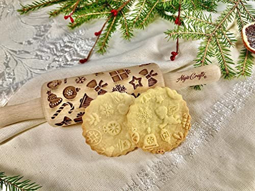 Rouleaux à Pâtisserie Gravé - CADEAUX DE NOËL - pour les enfants, Rouleau Pâtisserie en Relief Pour DIY Faire, Pour la Décoration de Biscuits, Rouleau à Pâtisserie par Algis Crafts