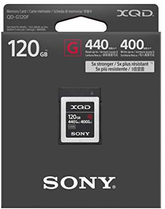 Memory UK QDG120F-2 Sony 120 GB (128 GB pre-format) 5 x robust XQD flash memory card (one card) - High Speed G-2020 series (read 440 MB / s and write 400 MB / s)