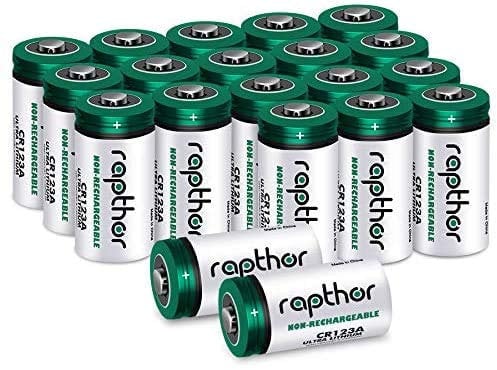 rapthor 1650mAh Pacco batteria al litio 3V CR123A / CR123 / 123A / CR17345 da 20 per fotocamera Arlo Polaroid torcia alta capacità con protezione PTC [non ricaricabile]