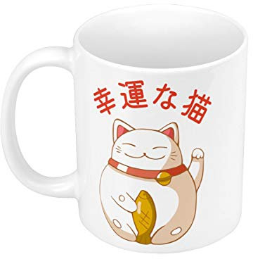 Fabulous Mug Céramique Maneki-Neko Chat Japon Asie Culture Chine Porte Bonheur