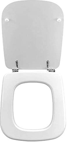 ERCOS Tavoletta Wc Compatibile Con Wc Conca H 433 MM L 346 MM , Sedile Wc Con Cerniere Cromate Interasse 160 MM , Copriwater Colore Bianco