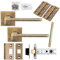 Door Handle & Latch Pack - Antique Brass - Straight Lever Screwless Square Rose | Complete Matching Set for 1x Interior Door - Handle, Hinges & Tubular Latch Strike Plate | Screws & Fixings Included