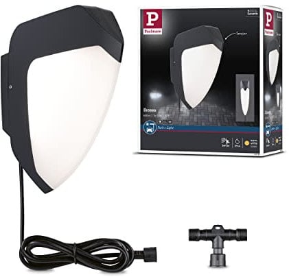 Paulmann 94518 Park + Light LED Außenleuchte Wandleuchte Ikosea mit Bewegungsmelder IP44 2x2,8 W Warmweiß Anthrazit Kunststoff Garagenlicht 3000 K