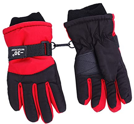 Gkojhj Kinder Skihandschuhe Wasserdichte und Winddichte Schneehandschuhe mit Reißverschluss Handschuh Kind Wollfleece Handschuhe Warme Outdoor Wanderhandschuhe