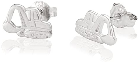 NKlaus Ohrstecker ohrstecker bagger, Traktor aus 925 Silber, 2 Stück | anlaufgeschützt; Unisex; rhodiniert; Breite: 10mm; Höhe: 7mm